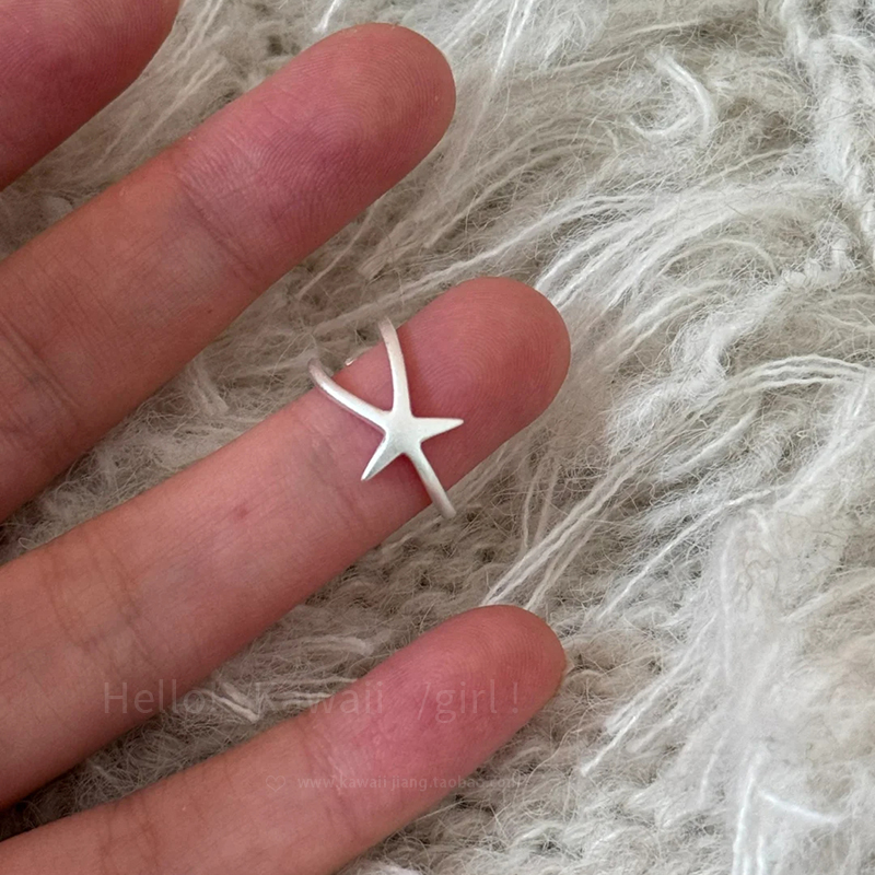 ins冷淡风哑光海星双层戒指