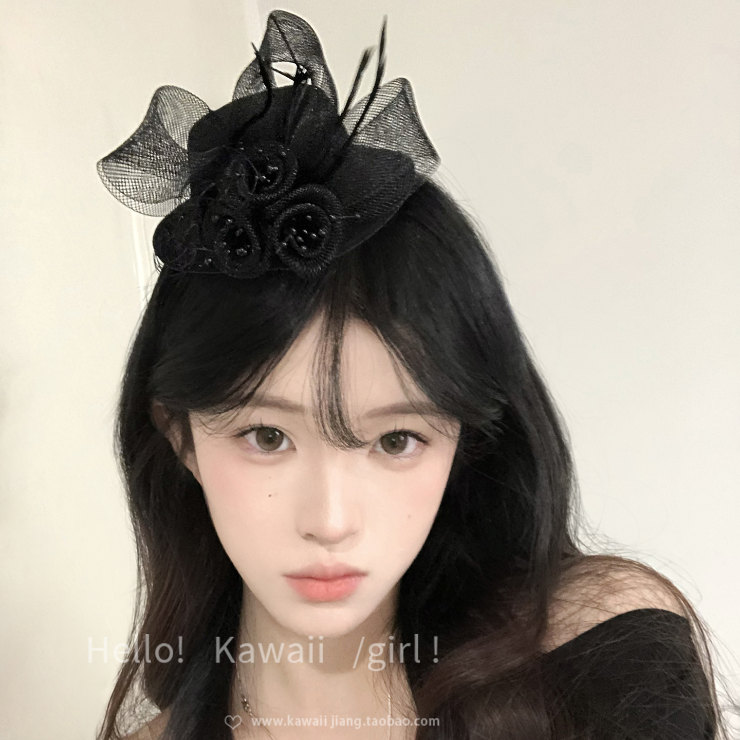 暗夜千金风黑色玫瑰小礼帽