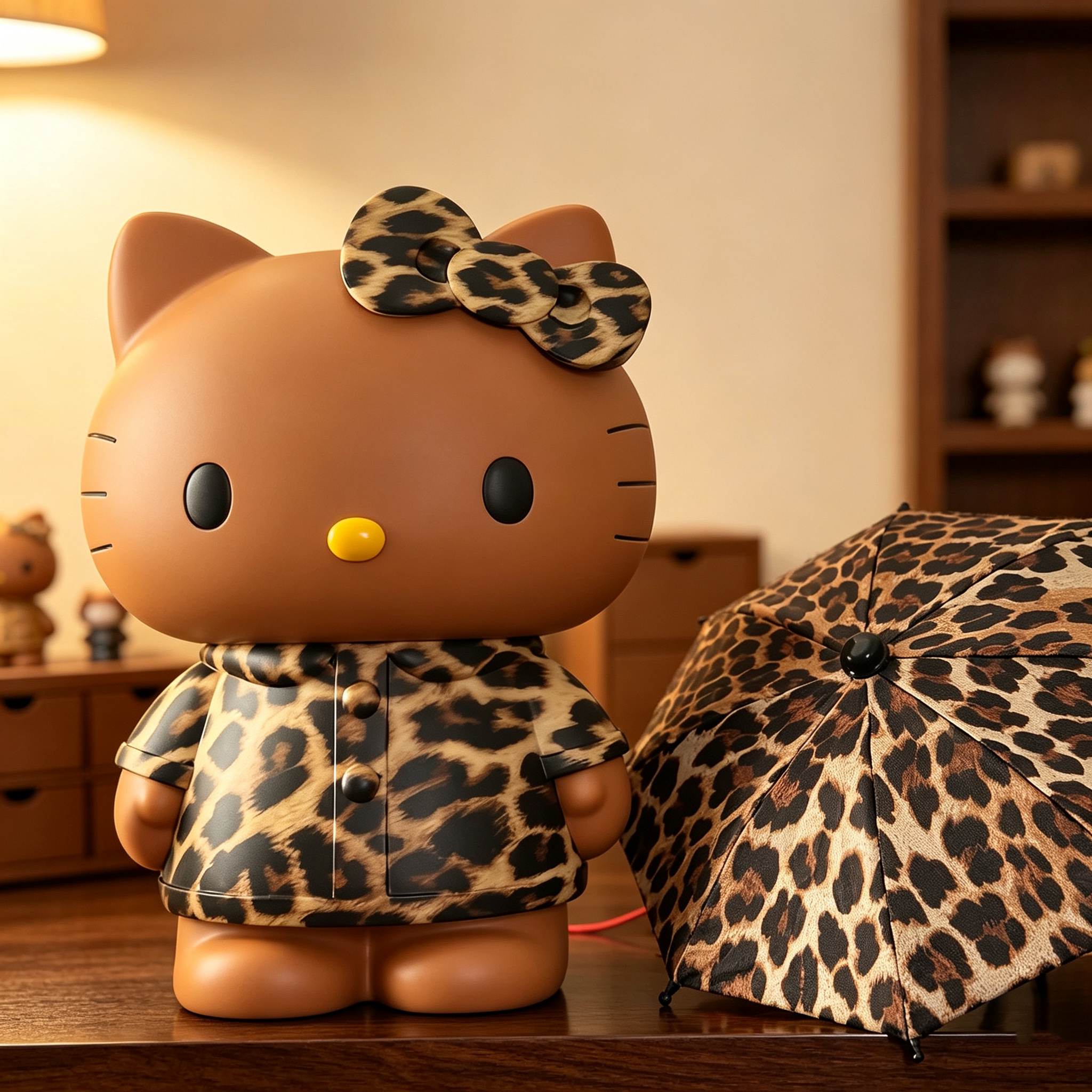 HelloKitty豹纹蝴蝶结存钱罐摆件