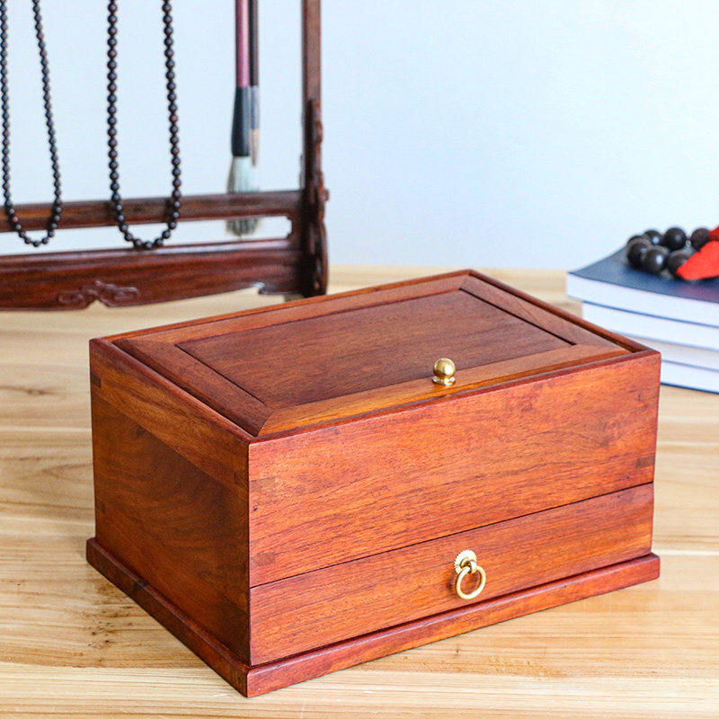 红木首饰收纳盒手镯珠宝三金黄金饰品盒子高档精致实木饰品盒抽屉