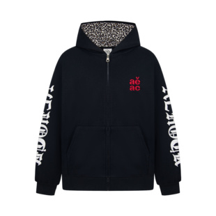 KINDD原创设计梵文印花豹纹加绒连帽卫衣外套男女宽松百搭上衣潮