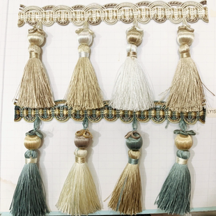 高档双色窗帘花边流苏珠子装饰 窗幔底边水波吊穗辅料裙摆配件