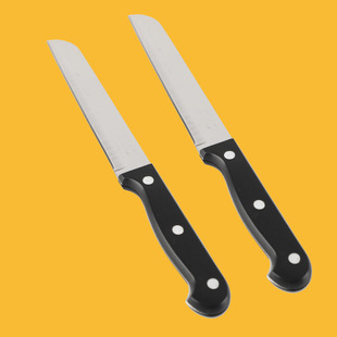 阳江小号不锈钢黑柄大号水果刀简约家用圆头小刀塑料柄瓜果刀削皮