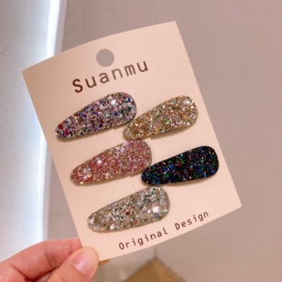 新年闪粉亮片儿童发夹小号宝宝刘海夹幼儿碎发卡女童bb夹侧边夹子