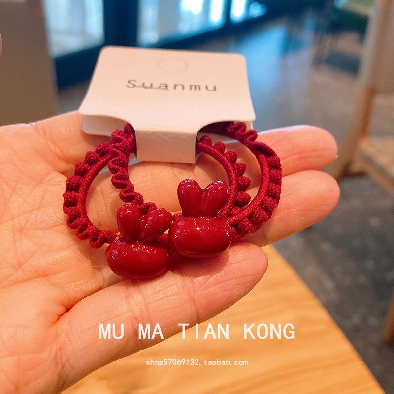 酒红色新年儿童发圈可爱卡通宝宝皮筋不伤发花边头绳喜庆发绳头饰,童装/婴儿装/亲子装,发饰,淘宝优惠券,粉丝福利购,淘宝优惠卷