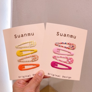 甜美碎花小清新儿童发夹多巴胺色滴油BB夹宝宝刘海夹女童碎发卡子