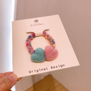 双色爱心儿童发圈羊毛毡小女孩扎马尾皮筋不伤发头绳女童发绳发饰