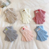可爱男女孩骑车写字全指 防寒加厚韩版 新款 中大童针织保暖手套冬季