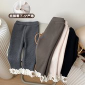 儿童秋冬季 一体绒长裤 女宝宝冬装 女童加绒加厚打底裤 保暖裤 子小童