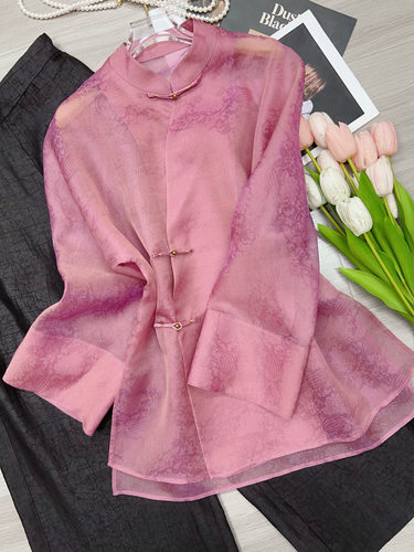 2026春季新款国风九分袖复古开衫女时尚潮款休闲盘扣圆领薄款上衣