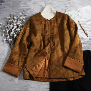 香云纱皮子提花棉服新中式国风复古提花外套新中式国风外套新中式