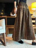 人丝香云纱半身裙新中式 格子半裙 国风松紧腰显瘦半身裙女中长款