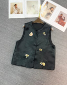 人丝提花重工刺绣手工订珠重工刺绣花朵马甲2026年春季 新款 重工