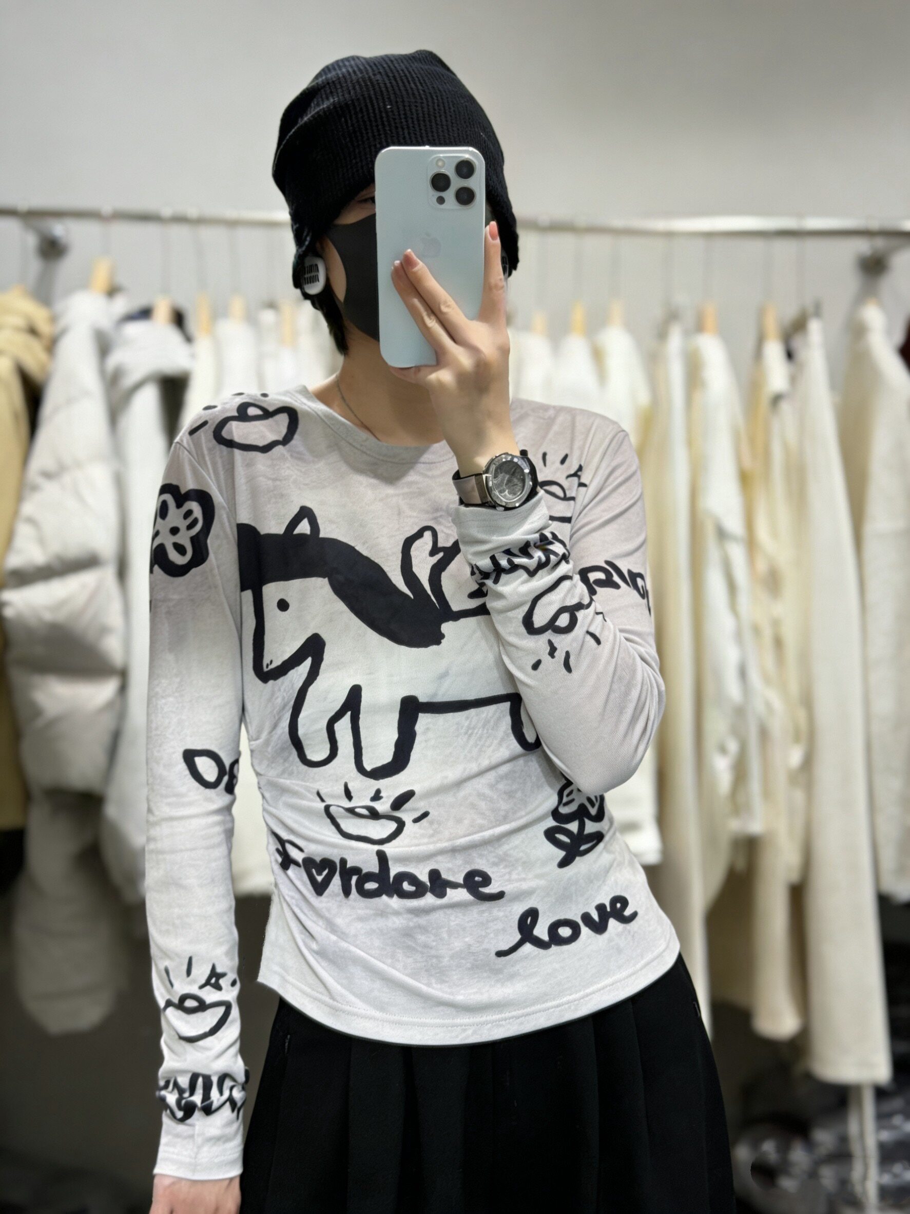 马仔网纱打底上衣2026新款韩版宽松显瘦百搭圆领长袖打底衫女上衣