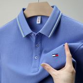 夏季 POLO衫 绣花珠地棉翻领商务休闲t恤上衣 男士 美国汤米纯色短袖