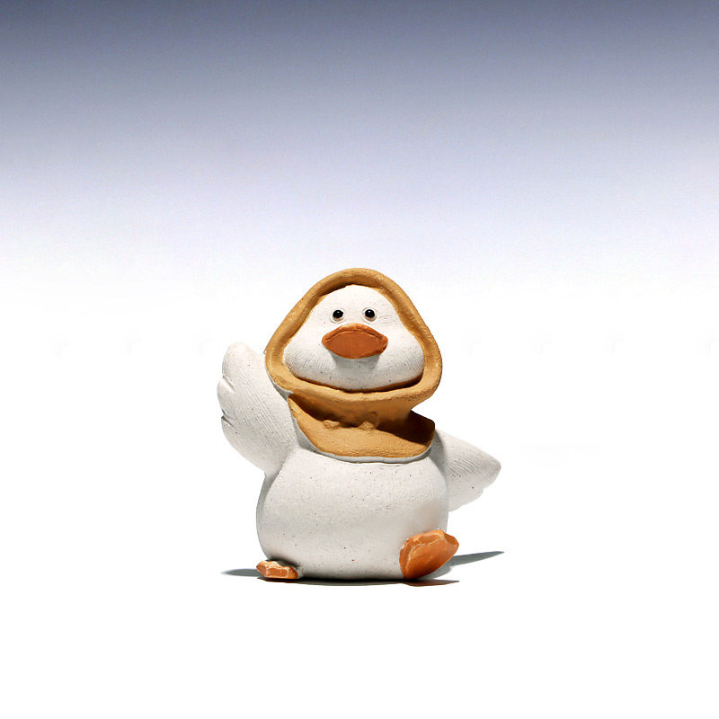 【不亦乐壶】宜兴原矿紫砂手工可爱茶宠摆件茶玩开心鸭单个价