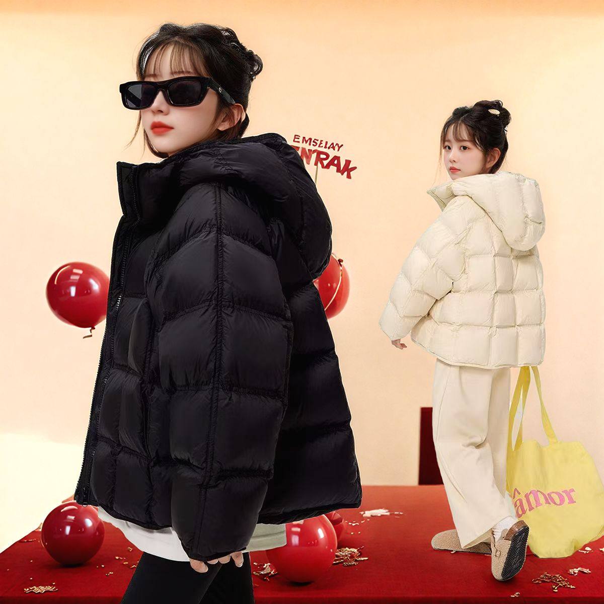 女童短款羽绒服冬季加厚保暖连帽面包服小个子外套长袖立领白鸭绒,童装/婴儿装/亲子装,羽绒服,淘宝优惠券,粉丝福利购,淘宝优惠卷