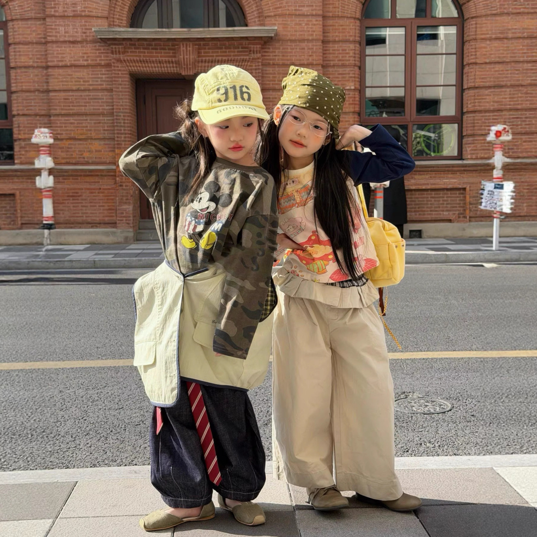 26春夏童装女童迷彩卡通T恤韩版马甲牛仔裤儿童长袖时尚上衣