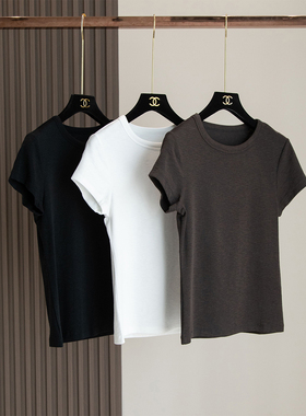 ROW经典之作！面料巨舒适 简约基础款修身弹力天丝棉纯色短袖T恤