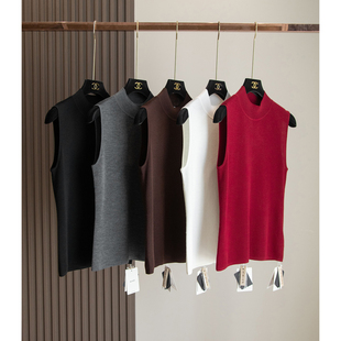秋冬刚需！德国扬子纱美利诺羊毛基础款半高领针织背心无袖打底衫