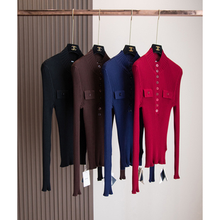 口碑好品质 毛衣 德国扬子纱16针60支美丽诺羊毛半高领坑条针织衫