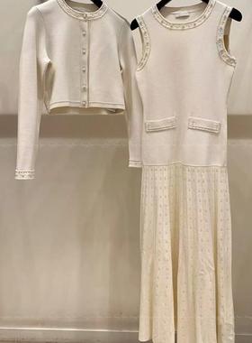 25春夏S@NDRO甜美钉珠花边针织修身连衣裙+开衫外套SFPRO04083