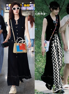 23新款SD法式单排扣圆领无袖针织连衣裙SFPRO02744宋茜贾静雯同款