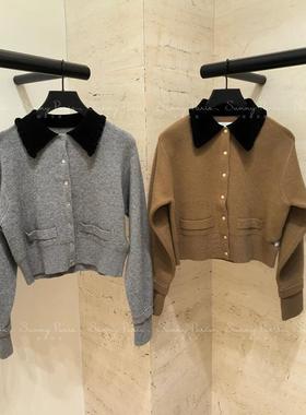 24秋冬S@NDRO法式时尚气质拼色短翻领针织衫外套+半裙SFPCA00822