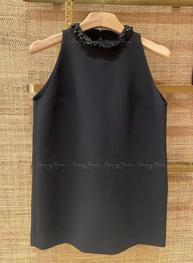 24秋冬S@NDRO法式甜美圆领镶嵌闪闪水钻修身连衣裙SFPRO04033