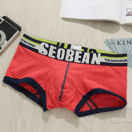 SEOBEAN/希宾男士平角内裤 低腰时尚性感棉透气舒适 U凸立体