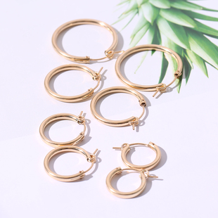 美国14K包金注金耳圈耳饰配件粗耳圈 粗圈耳圈 欧式耳环耳圈14/20