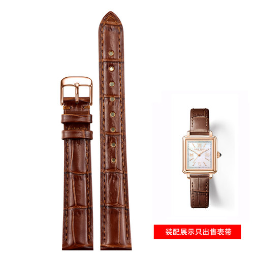适配LOLA ROSE罗拉真皮表带复古小棕表鳄鱼纹手表带女10 12 14mm