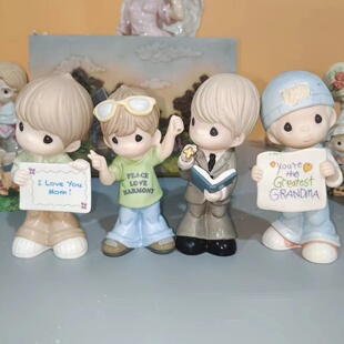 举牌礼品水滴娃娃PreciousMoments原单出口陶瓷工艺品摆件男孩