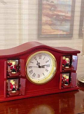 美国Mr.Christmas泰迪熊时钟音乐八音盒木质女友儿童生日礼物