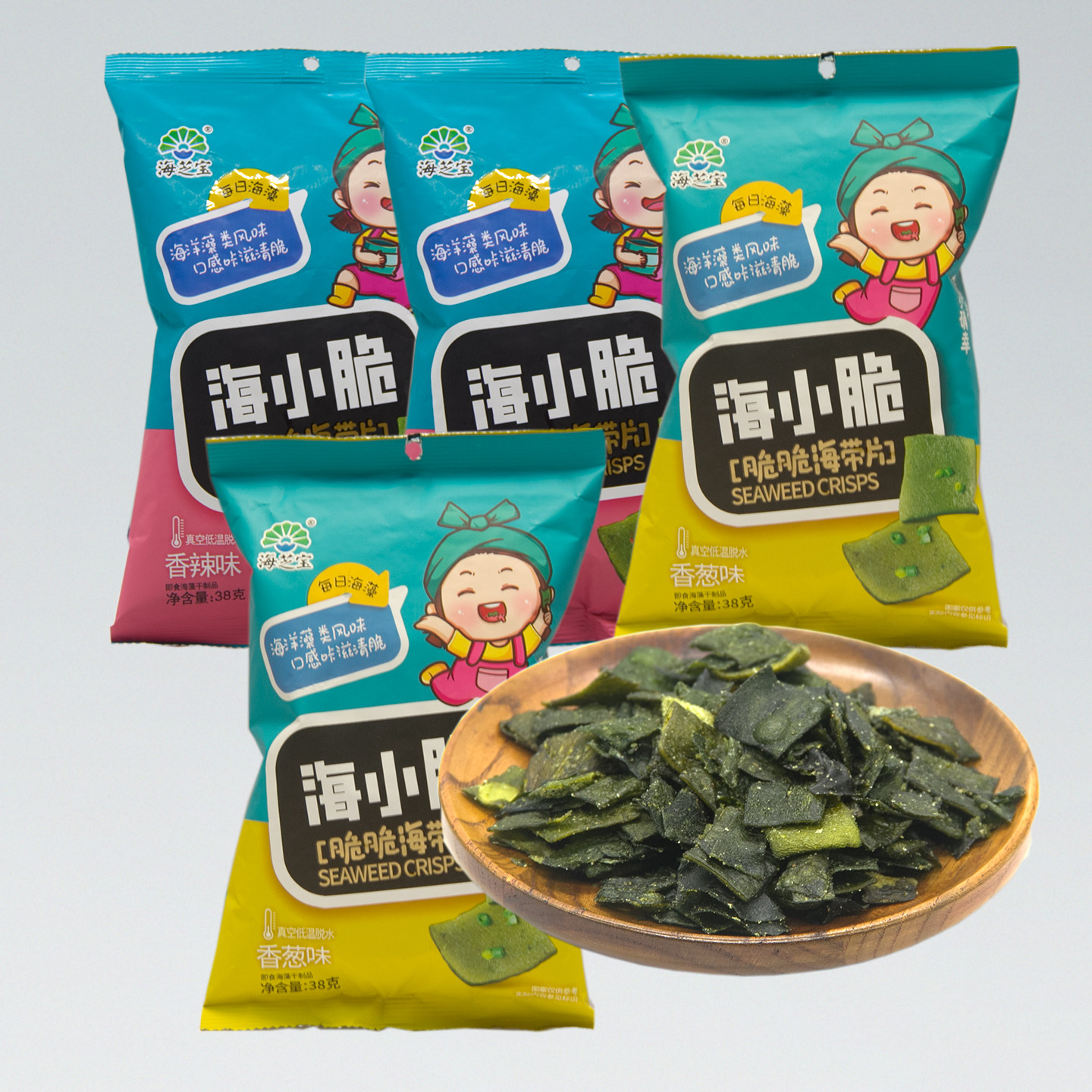 海芝宝即食小海带脆片 海小脆海藻零食儿童海味食品香辣味香葱味