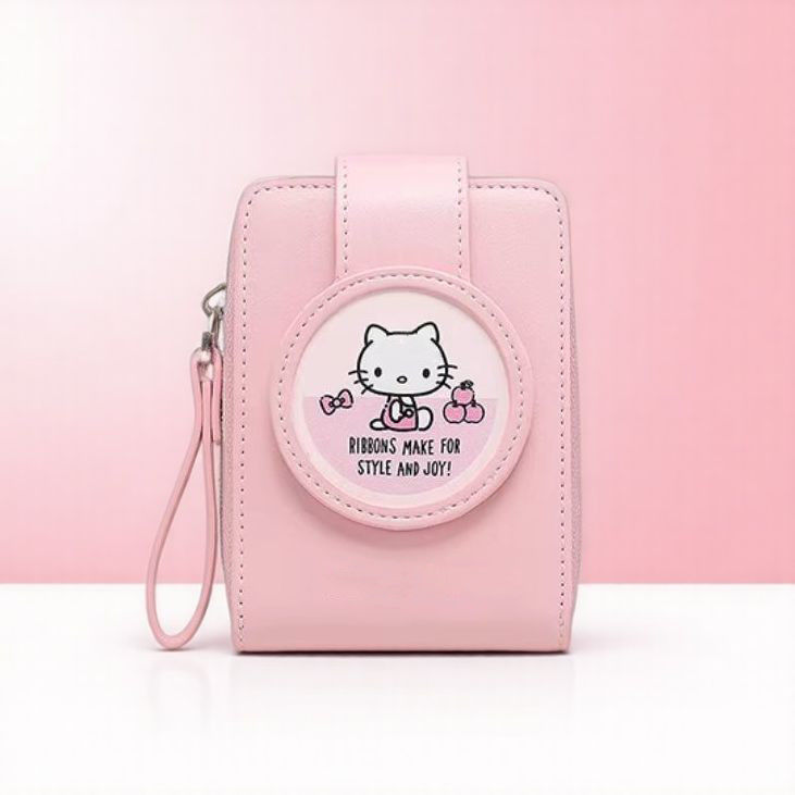 新款可爱kitty猫牛仔卡包女大容量多功能证件收纳包便捷式零钱包