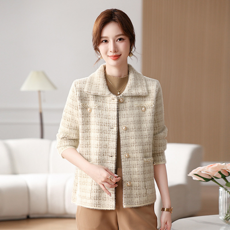 妈妈春装外套2025新款洋气小香风上衣中老年女装春秋针织开衫,女装/女士精品,短外套,淘宝优惠券,粉丝福利购,淘宝优惠卷