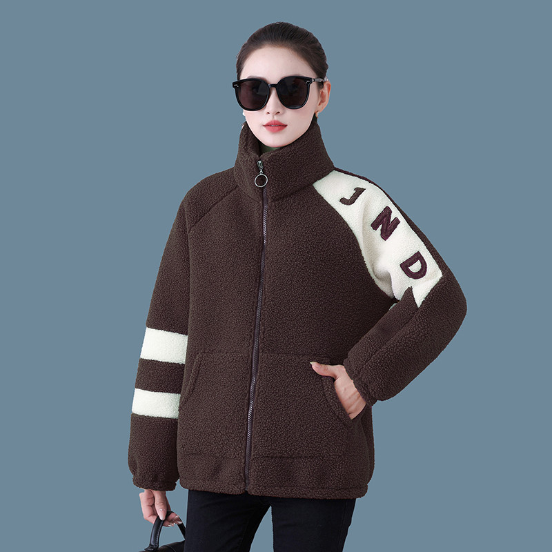 妈妈加绒加厚羊羔绒棉衣外套秋冬时尚新款百搭棉服上衣