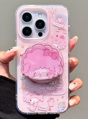 卡通爱诺小羊支架磁吸适用三星s25ultra手机壳亚克力s24fe/s23+可爱s22s21创意a57a56a55a54防摔a17a37a16a15