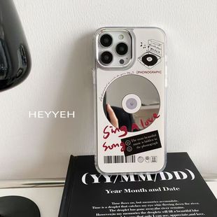 note20新款 s21时尚 a55a54a53a35防摔a25a24 s22补妆镜s24fe 镜面复古CD光盘适用三星s25ultra手机壳硅胶s23