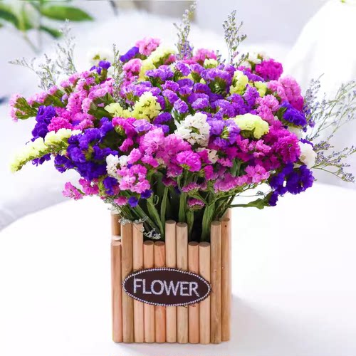 勿忘我鲜花干花送编织篮装饰摆件