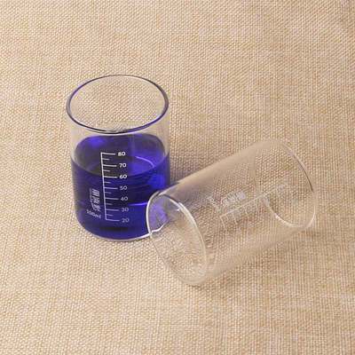 丽添彩80ml玻璃烧杯实验器材加热耐高温透明加厚带刻度量杯6个装