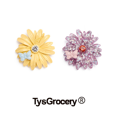 TysGrocery 25 超大花朵与蝴蝶树脂戒指