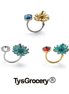 TysGrocery 25 反戴雏菊花茎开口戒指