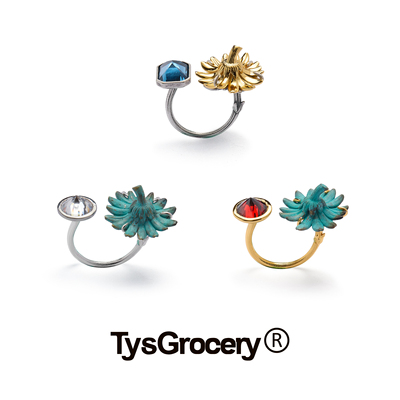TysGrocery 25 反戴雏菊花茎开口戒指