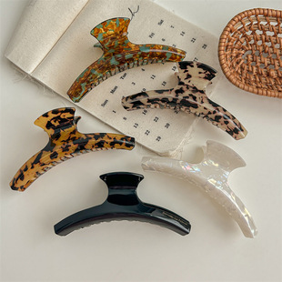 小弧度刚刚好~韩国FRANCE大号豹纹盘发抓夹 法式复古马尾夹鲨鱼夹