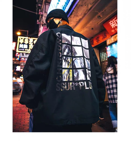 CHRISUNO X SSUR PLUS联名街头潮牌天使油画印花宽松教练夹克情侣