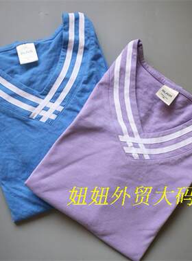 大码复古休闲T恤宽松五分袖学生
