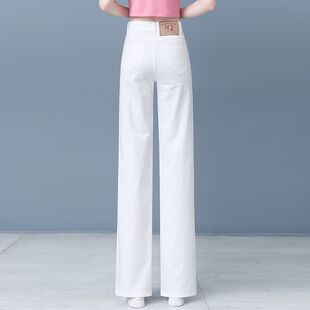 白色牛仔裤女2025年新款夏季薄款窄版直筒裤子休闲垂感阔腿裤