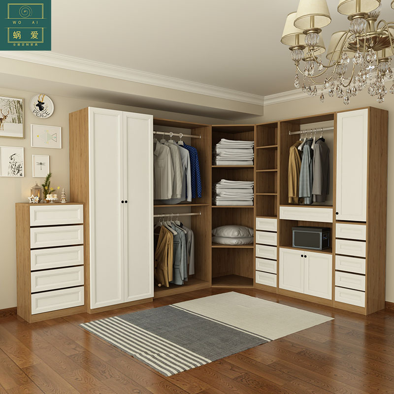 蜗爱小户型衣帽间转角衣柜储物收纳柜分体自由组合简约北欧定制柜